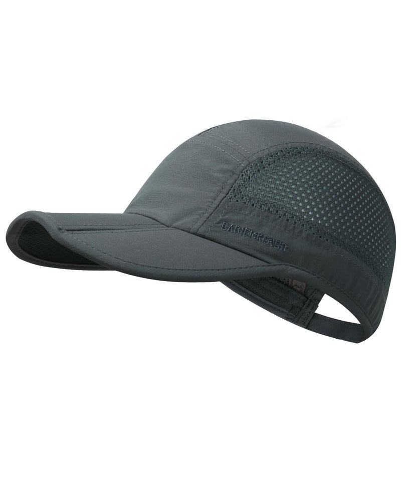 GADIEMKENSD Men Outdoor Hat Reflective Folding Running Sport Hats Summer Cool UPF 50 Sun Unstructured Baseball Caps for Men Women Breathable Light Quick Dry Travel Golf Hat Dark Gray - Image 1