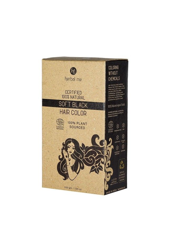 HM HERBAL ME لون شعر الحناء الطبيعي (أسود ناعم) 200 جرام - Image 1