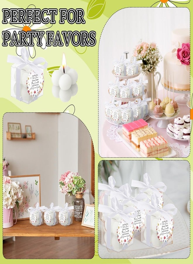 MTLEE 24 Sets Wildflower Baby Shower Favors Small Bubble Candles Baby Shower Favors for Guests Tea Candles Bulk with Stylish Ribbons Cards Gifts Party Decoration(White,Wildflower) - Image 4