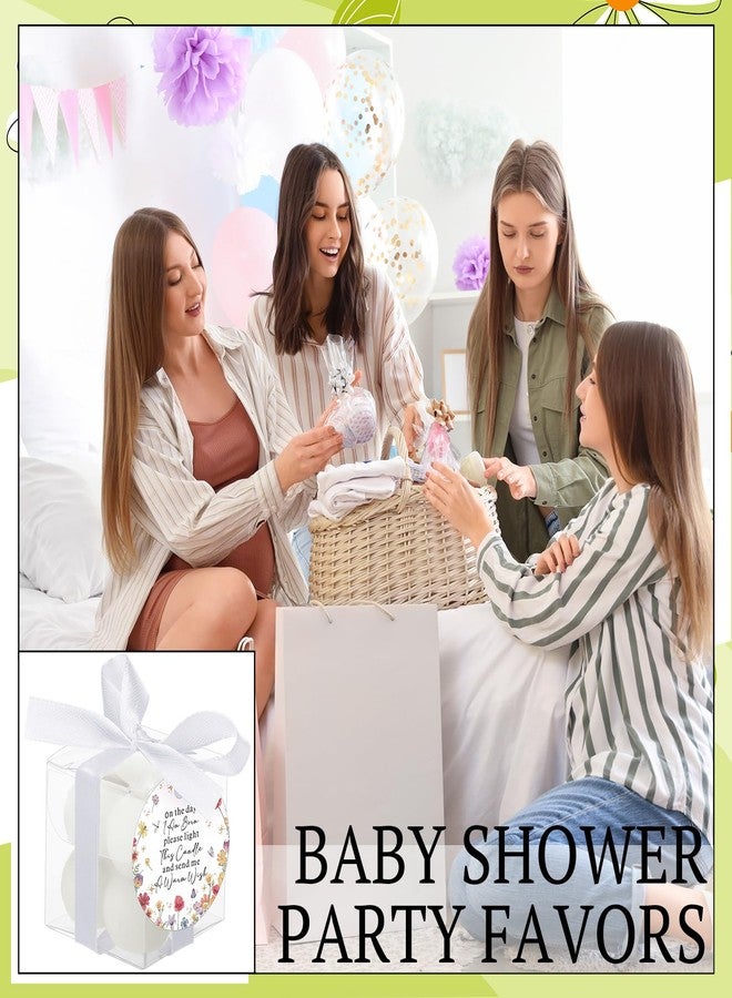 MTLEE 24 Sets Wildflower Baby Shower Favors Small Bubble Candles Baby Shower Favors for Guests Tea Candles Bulk with Stylish Ribbons Cards Gifts Party Decoration(White,Wildflower) - Image 5