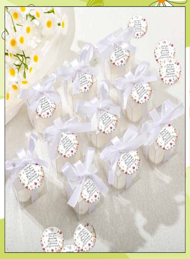 MTLEE 24 Sets Wildflower Baby Shower Favors Small Bubble Candles Baby Shower Favors for Guests Tea Candles Bulk with Stylish Ribbons Cards Gifts Party Decoration(White,Wildflower) - Image 2