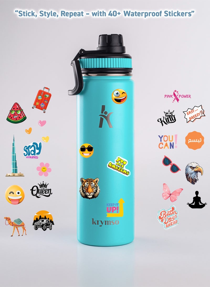 KRYMSO 650ml Stainless Steel Water Bottle, Sports Bottle with Straw, Double Wall Insulated Water Bottle, Thermos Flask, Water Bottle for kids, Gym - Image 4