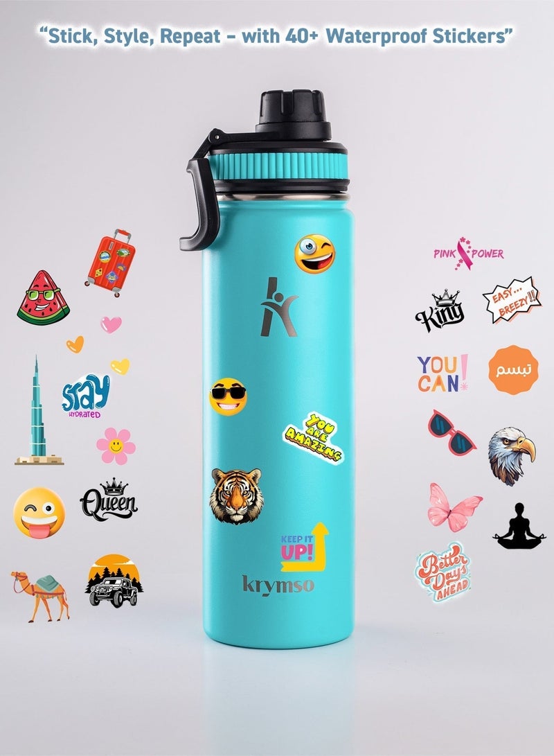 KRYMSO 650ml Stainless Steel Water Bottle, Sports Bottle with Straw, Double Wall Insulated Water Bottle, Thermos Flask, Water Bottle for kids, Gym - Image 5