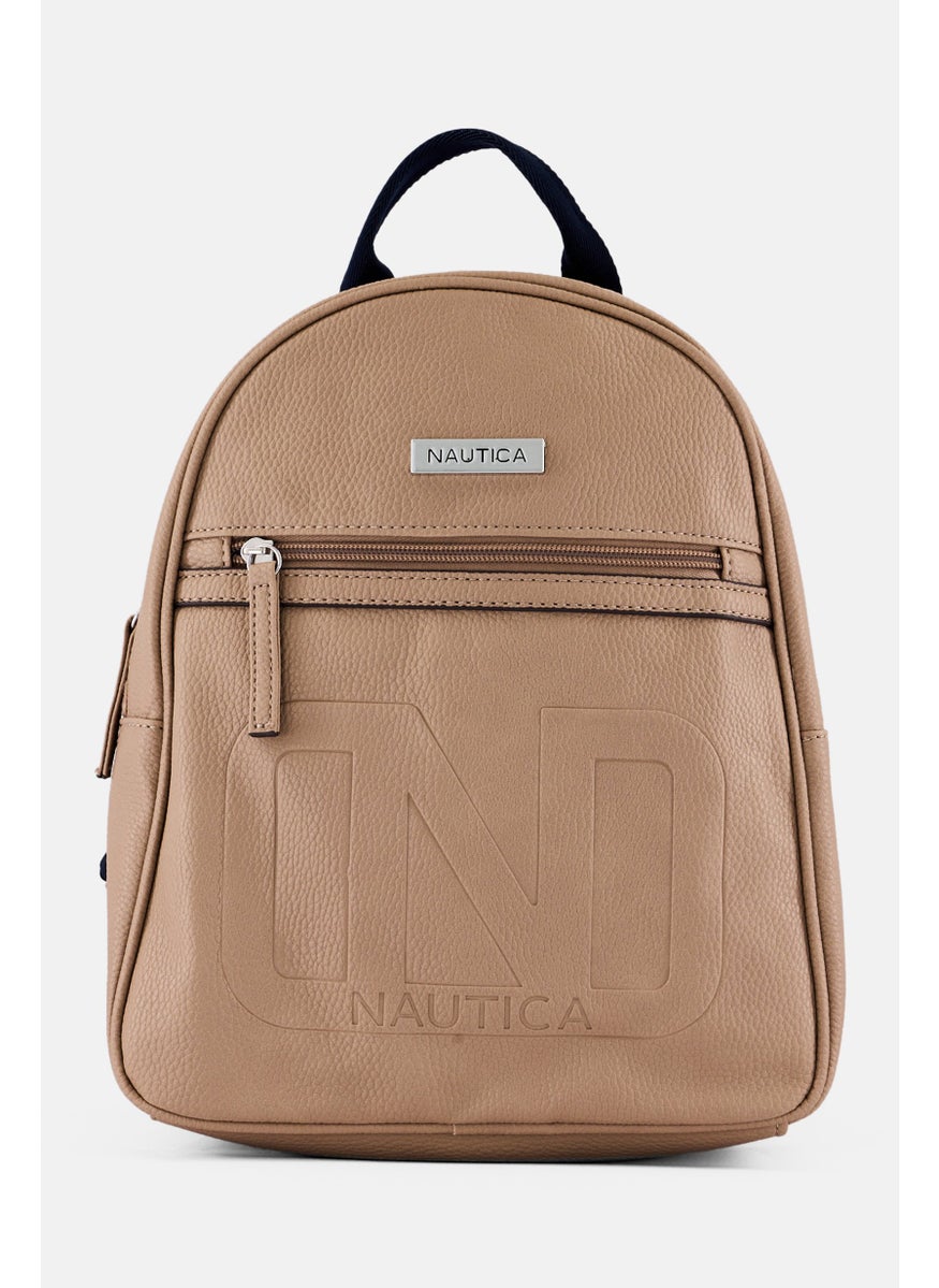 NAUTICA Women Brand Logo Backpack 28 H x 21 L x 10 W cm, Tan  - Image 1