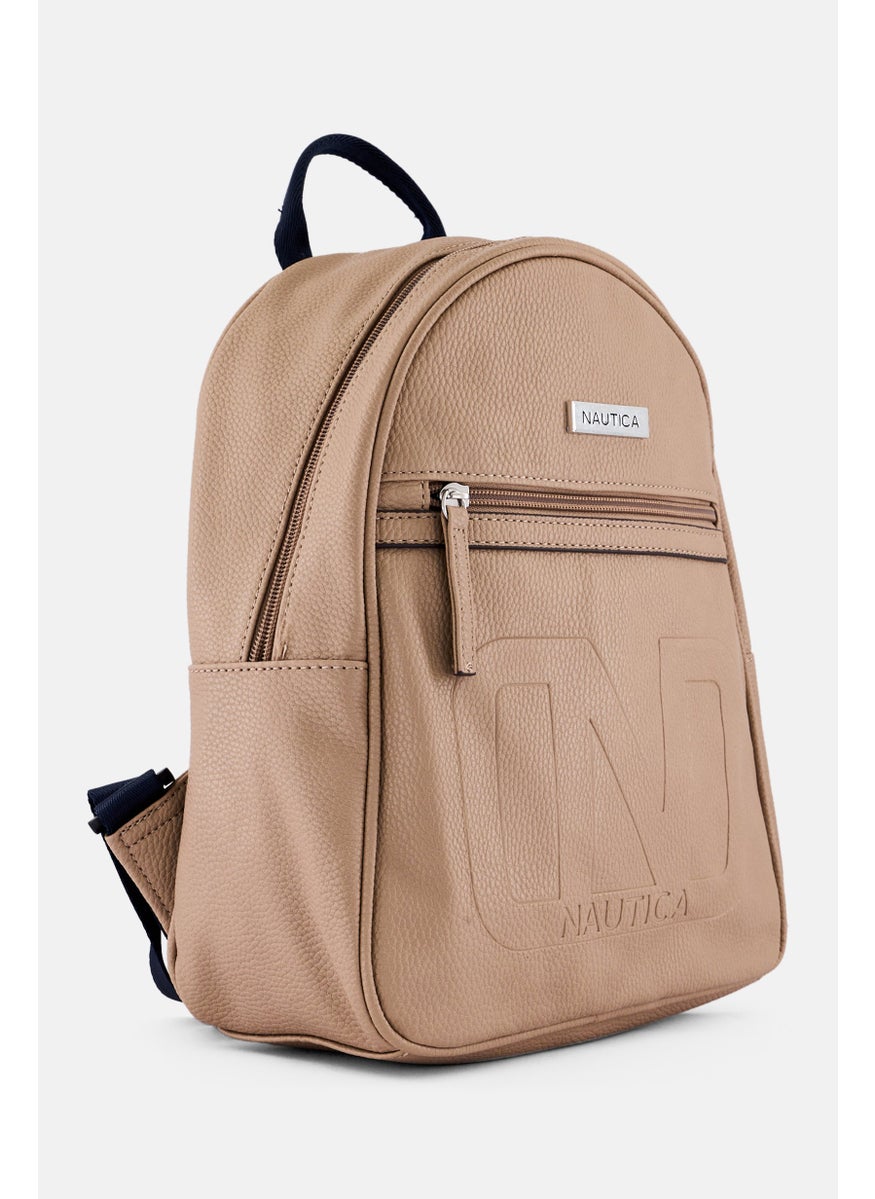 NAUTICA Women Brand Logo Backpack 28 H x 21 L x 10 W cm, Tan  - Image 3