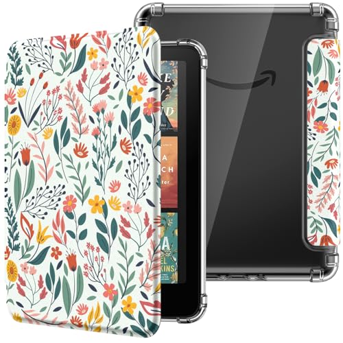 MoKo Case for All-New 7" Kindle Paperwhite 12th Generation 2024&Kindle Colorsoft Signature Edition 2024, Ultra Clear Soft Flexible Transparent TPU Back Cover Light Shell with Auto Wake/Sleep, Flowers - Image 1