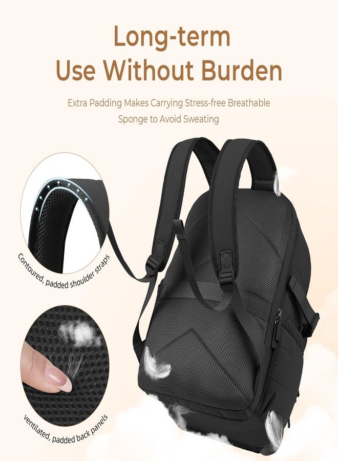 حقيبة ظهر CLUCI للكمبيوتر المحمول مقاس 17.3 بوصة للنساء، حقيبة ظهر للسفر مضادة للسرقة، حقيبة ظهر مبطنة للعمل، حقيبة كتب جامعية مقاومة للماء، حقيبة ظهر محمولة مزودة بتقنية RFID (أسود) - Image 4