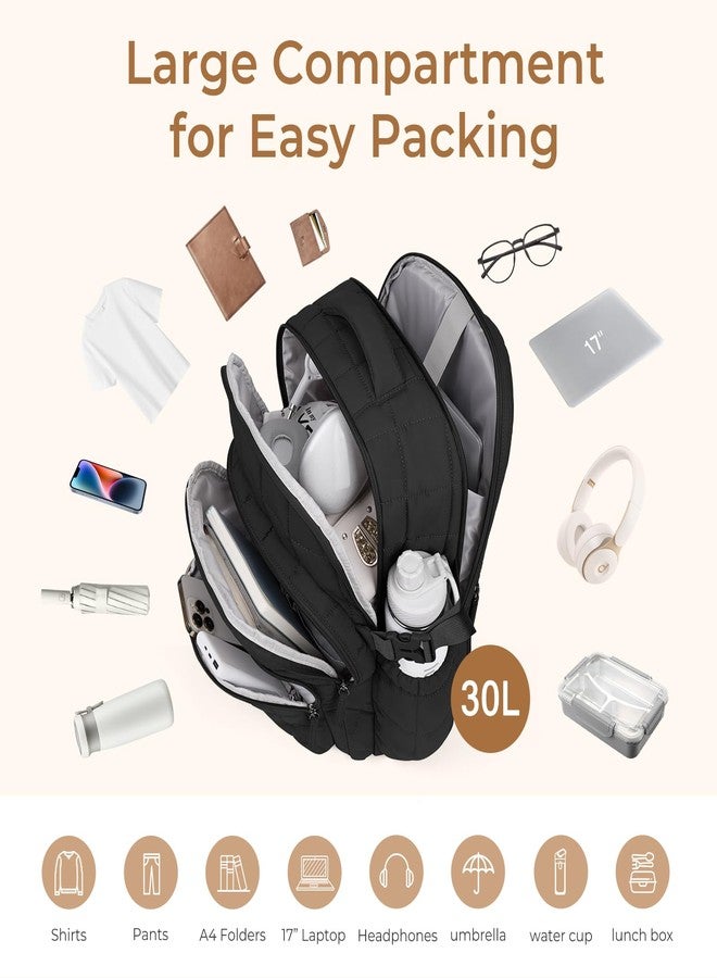 حقيبة ظهر CLUCI للكمبيوتر المحمول مقاس 17.3 بوصة للنساء، حقيبة ظهر للسفر مضادة للسرقة، حقيبة ظهر مبطنة للعمل، حقيبة كتب جامعية مقاومة للماء، حقيبة ظهر محمولة مزودة بتقنية RFID (أسود) - Image 5