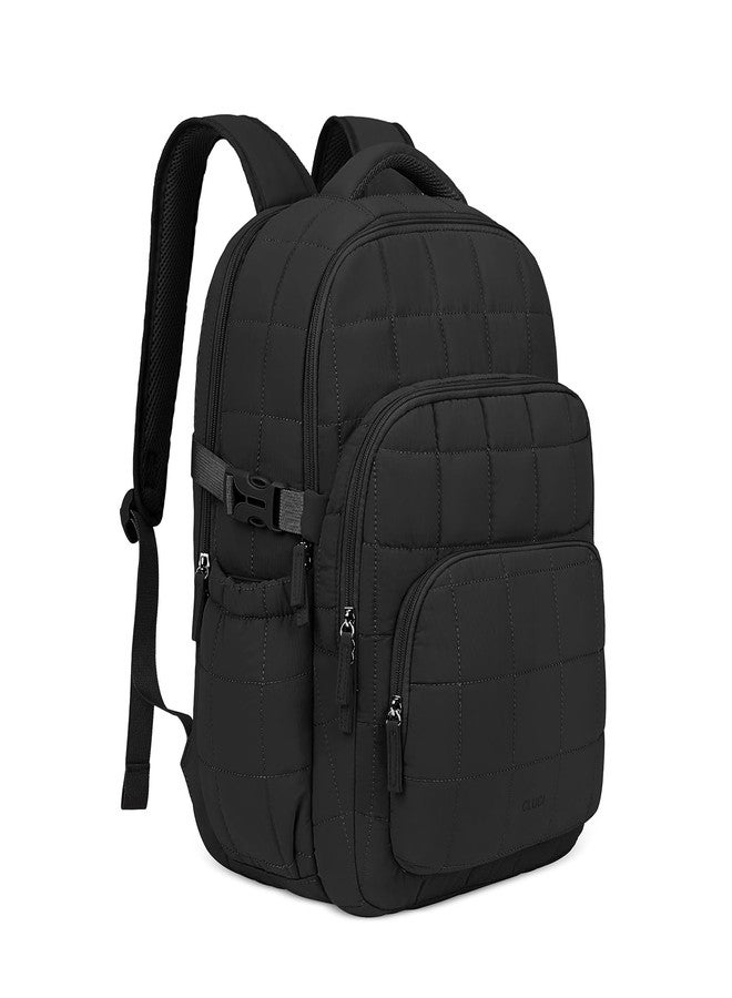 حقيبة ظهر CLUCI للكمبيوتر المحمول مقاس 17.3 بوصة للنساء، حقيبة ظهر للسفر مضادة للسرقة، حقيبة ظهر مبطنة للعمل، حقيبة كتب جامعية مقاومة للماء، حقيبة ظهر محمولة مزودة بتقنية RFID (أسود) - Image 1