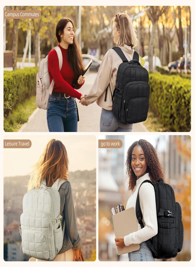 حقيبة ظهر CLUCI للكمبيوتر المحمول مقاس 17.3 بوصة للنساء، حقيبة ظهر للسفر مضادة للسرقة، حقيبة ظهر مبطنة للعمل، حقيبة كتب جامعية مقاومة للماء، حقيبة ظهر محمولة مزودة بتقنية RFID (أسود) - Image 2