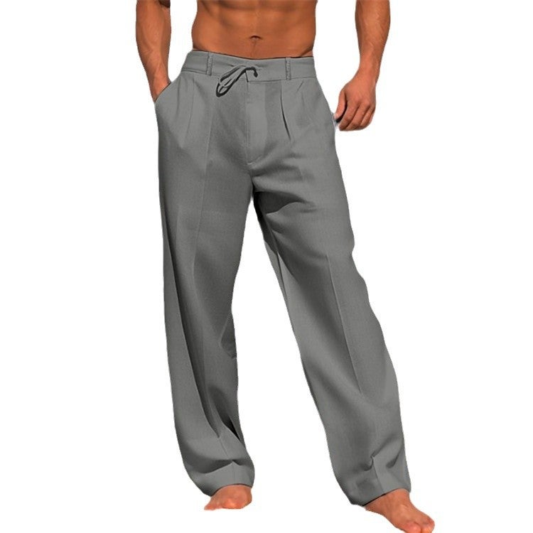Men's Linen Beach Pants Solid Color Comfortable Casual - Image 5