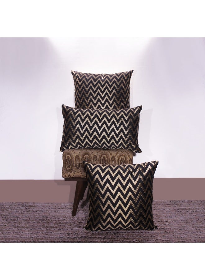بيفت غطاء وسادة BYFT Orchard مقاس 12 × 20 بوصة (تصميم متعرج - أسود) 30 × 50 سم غطاء وسادة مزخرف فاخر للأريكة والسرير وغرفة المعيشة - مجموعة من قطعتين بدون حشوات  - Image 1