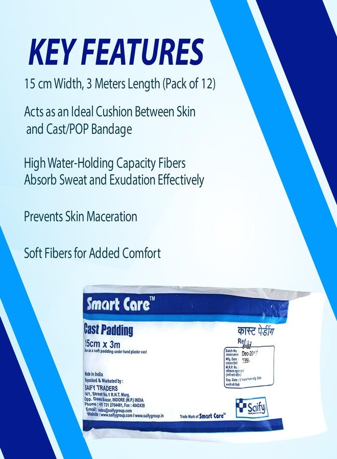 SmartCare Cast Padding 15 cm, 3 Meter (Pack of 12) - Premium White Cast Padding for Comfortable Healing - Image 5