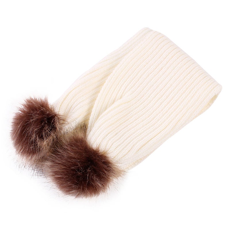 Long Cartoon Winter Scarves Cute Ball Wraps Shawl Warm Knitted Scarf for Baby Boys Girls (White) - Image 2