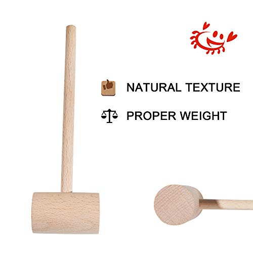 TDOCK 4Pcs Wooden Hammers, Natural Hardwood Crab Lobster Seafood Mallets - Image 3