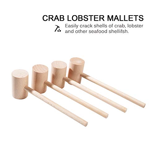 TDOCK 4Pcs Wooden Hammers, Natural Hardwood Crab Lobster Seafood Mallets - Image 4