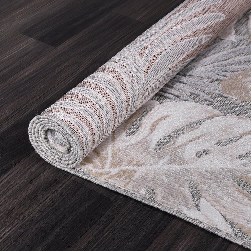 CAMILSON Indoor Outdoor Rug, Beige 6â€™x9â€™ Leaf Tropical Botanical Area Rugs for Indoor and Outdoor patios, Easy-Cleaning Non-Shedding Living Room, Garden and Kitchen Washable Outside Carpet (6x9) - Image 4