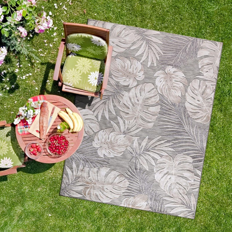 CAMILSON Indoor Outdoor Rug, Beige 6â€™x9â€™ Leaf Tropical Botanical Area Rugs for Indoor and Outdoor patios, Easy-Cleaning Non-Shedding Living Room, Garden and Kitchen Washable Outside Carpet (6x9) - Image 3