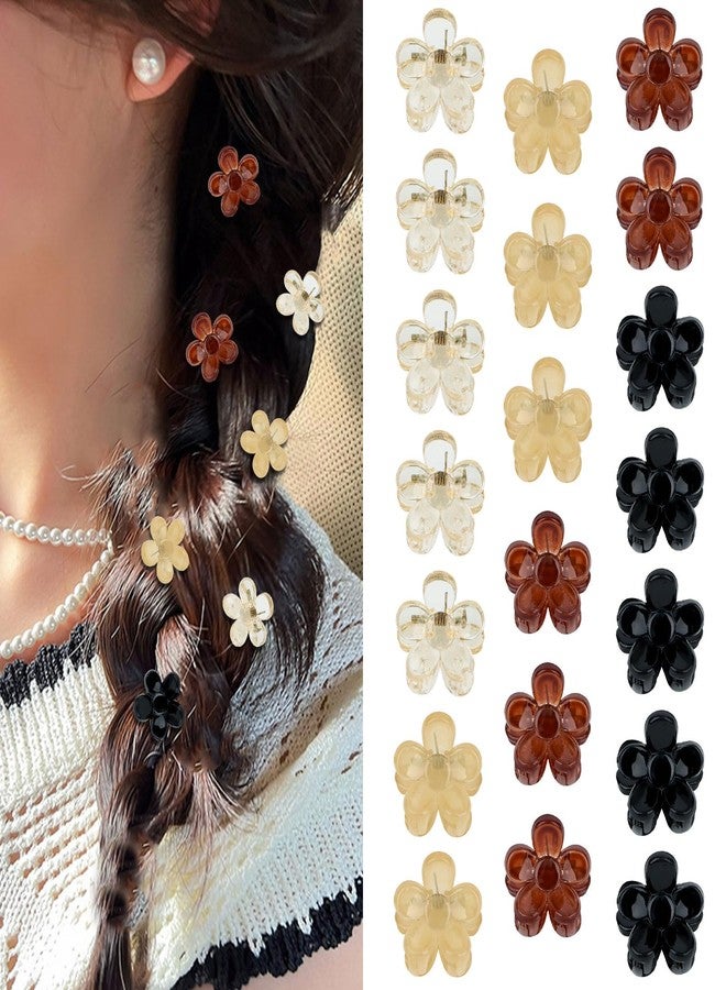 ANBALA 20 PCS Mini Hair Clips for Women Flower Claw Clips for Girls Cute Clips for Thin Thick Curly Hair Black Brown Clear Hair Clips - Image 1