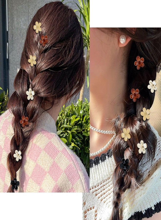 ANBALA 20 PCS Mini Hair Clips for Women Flower Claw Clips for Girls Cute Clips for Thin Thick Curly Hair Black Brown Clear Hair Clips - Image 5