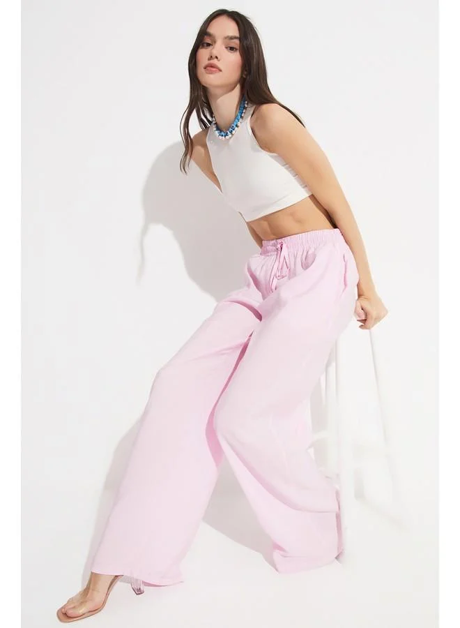 JUNE June Exclusive Elastic Waist Modal Blend Trouser Pink