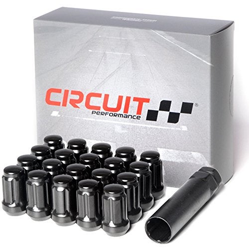 Circuit Performance Spline Drive Tuner Acorn Lug Nuts Black 12x1.5 Forged Steel (20pc + Tool) - Image 1