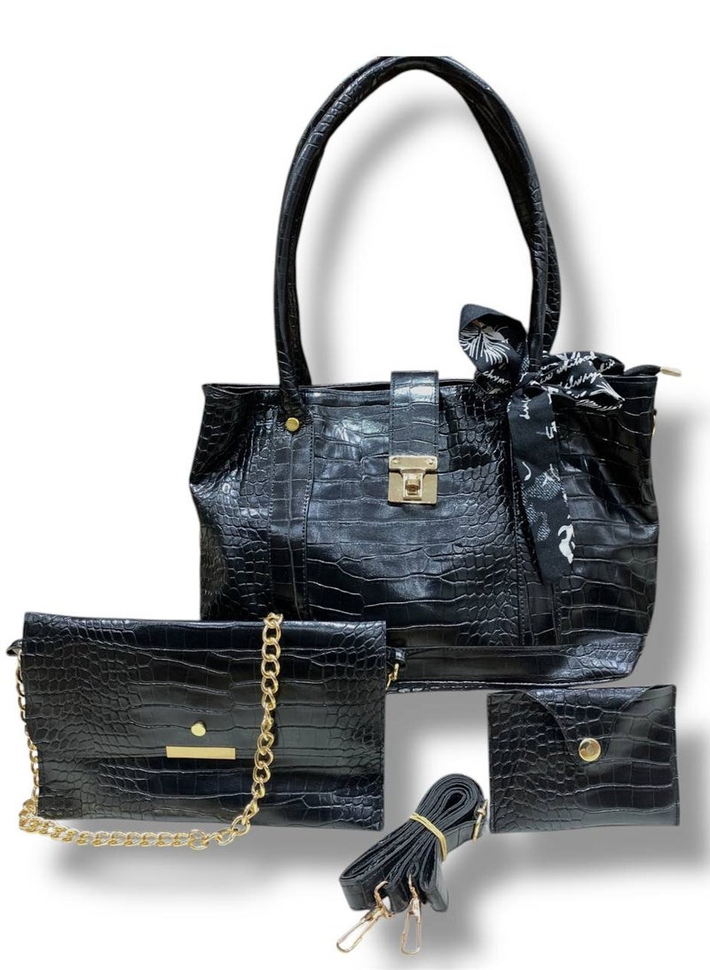 Luxurious Handbag Set with Elegant Textured Design - Image 1