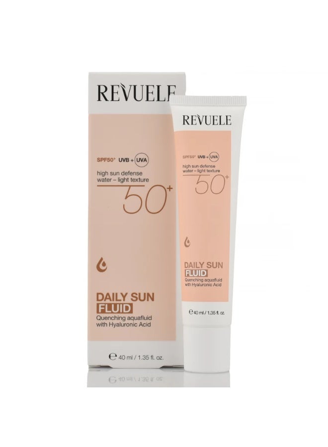 REVUELE Sunscreen fluid with hyaluronic acid SPF 50+ UVB+UVA, Daily Sun Fluid, Revuele, 40ml