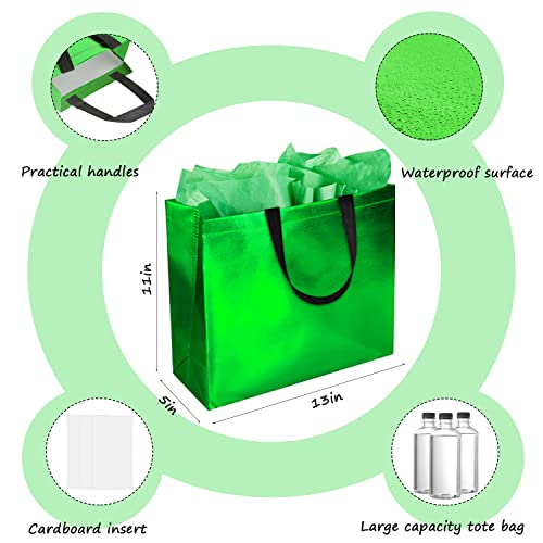 BLEWINDZ 18Pcs Large Gift Bags with Tissues for Presents - 13'' Reusable Non-Woven Gift Goodie Bags with Metallic Shiny - Party Favor Bag Tote Bag for Wedding, Birthday, Christmas - Image 2