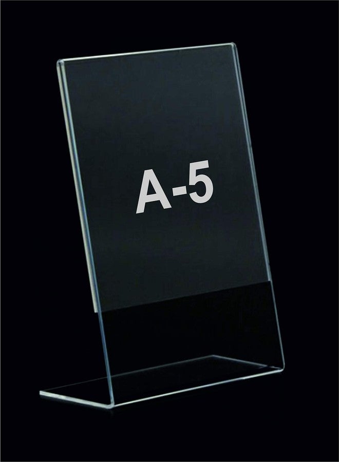 Clear Design A-5 Acrylic Display Stand Paper and Sign Holder L Shape Menu Holder Display Stands (A-5 Portrait) 8.5"x 6" Inches 3MM Imported Cast Acrylic Pack of - (1) - Image 1