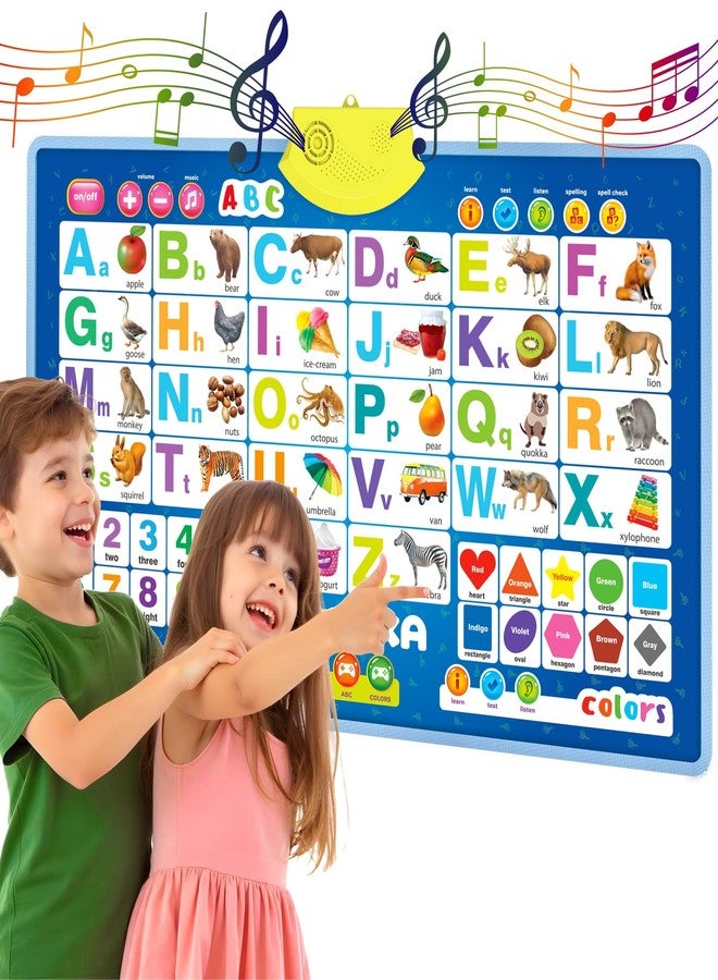 QUOKKA Educational Toys for Kids 5-7 Year Old - Blue ABC Chart Learning Wall Chart for Toddlers Age 3 4 6+ - Interactive Speech Therapy Poster Boy Girl - Autism Puzzle Game 8-10-12 - Image 1