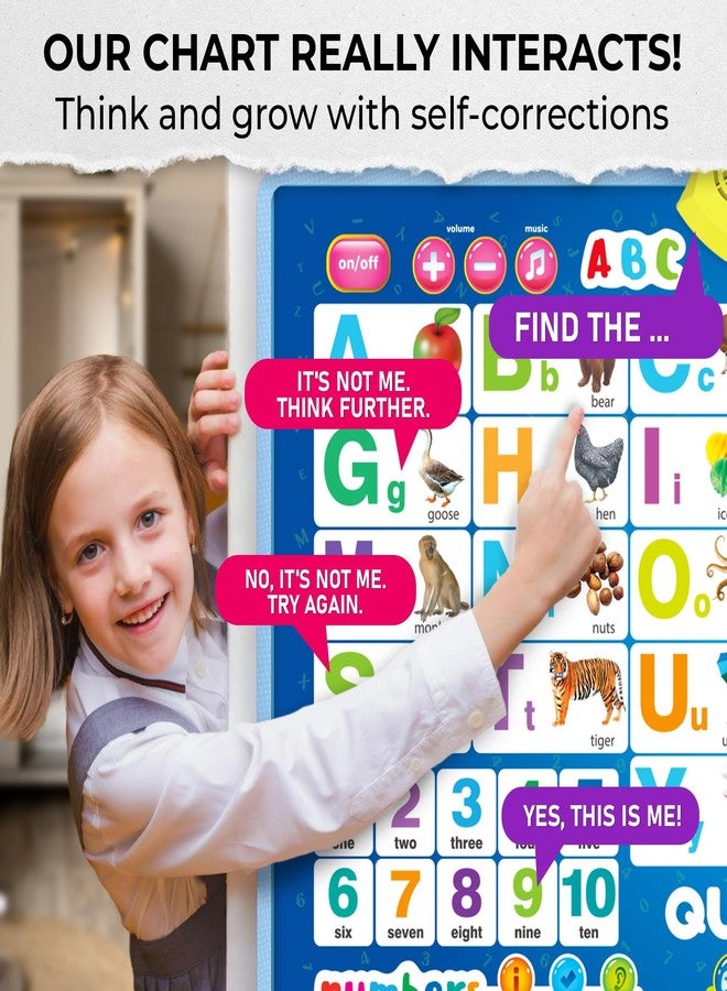 QUOKKA Educational Toys for Kids 5-7 Year Old - Blue ABC Chart Learning Wall Chart for Toddlers Age 3 4 6+ - Interactive Speech Therapy Poster Boy Girl - Autism Puzzle Game 8-10-12 - Image 4