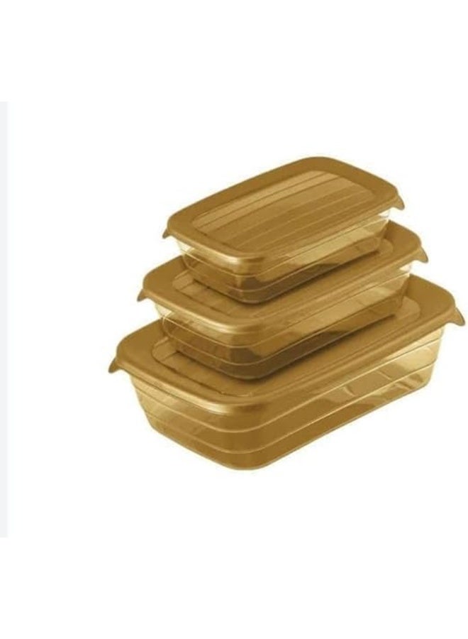 elyassin rectangle Food Container Set of 3 Different Sizes (250-500- 900 ml) - Multi Color - Image 3