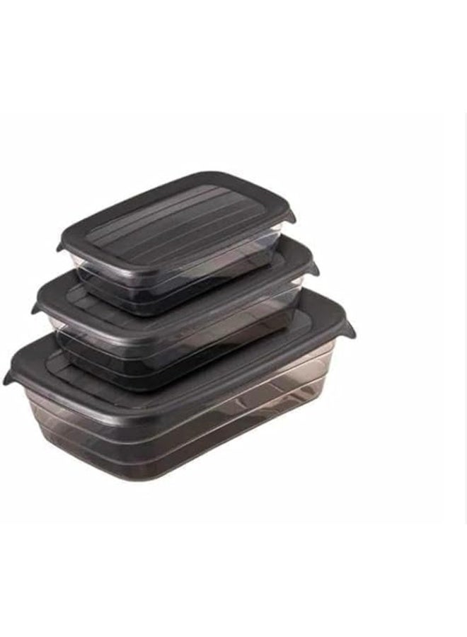 elyassin rectangle Food Container Set of 3 Different Sizes (250-500- 900 ml) - Multi Color - Image 1