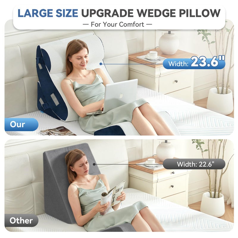 BDEUS 4PCS Orthopedic Bed Wedge Pillow Set for Sleeping, Post Surgery Foam Support Pillows for Back, Neck and Leg Pain Relief, Adjustable Triangle Pillow â€“ Acid Reflux, GERD & Snoring Recovery - Image 3
