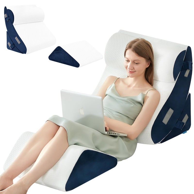BDEUS 4PCS Orthopedic Bed Wedge Pillow Set for Sleeping, Post Surgery Foam Support Pillows for Back, Neck and Leg Pain Relief, Adjustable Triangle Pillow â€“ Acid Reflux, GERD & Snoring Recovery - Image 1