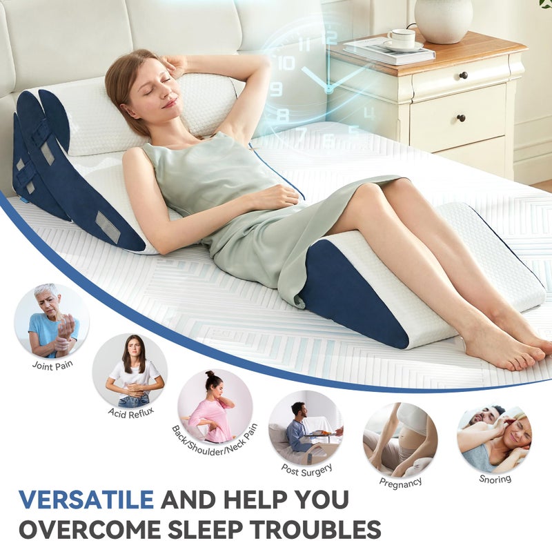 BDEUS 4PCS Orthopedic Bed Wedge Pillow Set for Sleeping, Post Surgery Foam Support Pillows for Back, Neck and Leg Pain Relief, Adjustable Triangle Pillow â€“ Acid Reflux, GERD & Snoring Recovery - Image 4