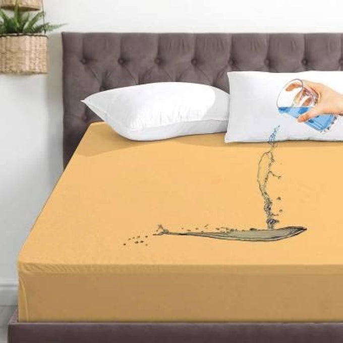 COTTON TERRY ULTRA SOFT WATERPROOF MATTRESS PROTECTOR FITS UPTO 8 INCH BED BREATHABLE HYPOALLERGENIC MATTRESSES COVER 75X36 INCH 625X3 FEET BEIGE