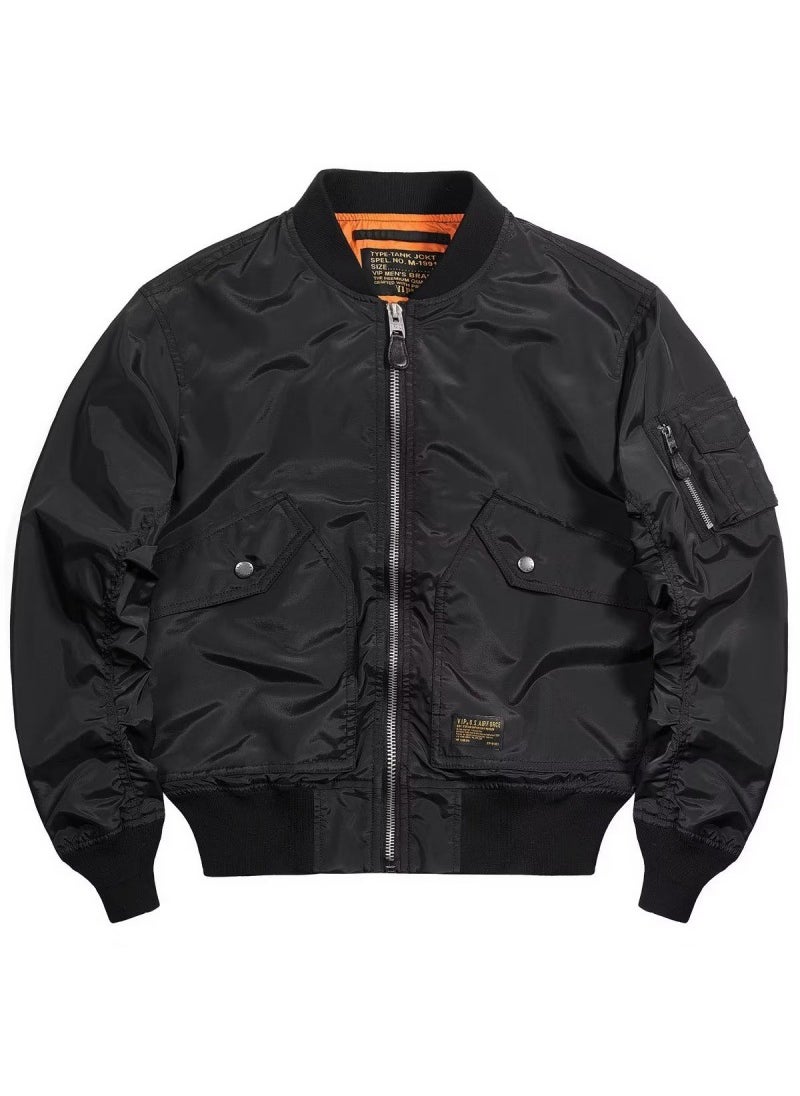 Generic - Trendy Mens Utility Jacket with Fashionable Flight Collar Black - Image 1