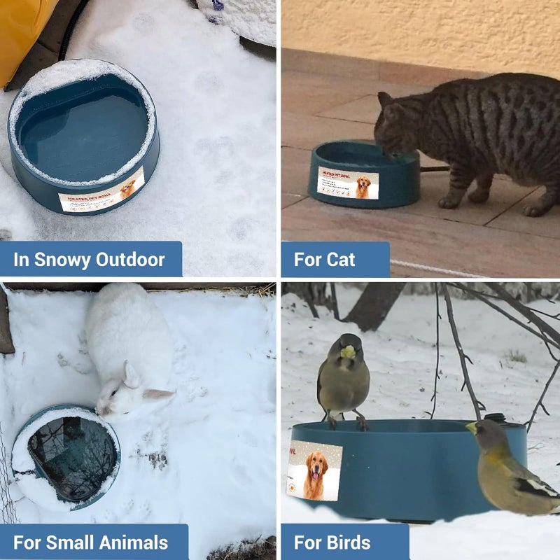 PETLESO Heated Water Bowl for Dogs, Heated Dog Bowl for Cats Birds Chickens Water Heater, Outdoor Pet Heating Dish Provides Drinkable Water in Frozon Winter, 0.58 Gallon - Image 5