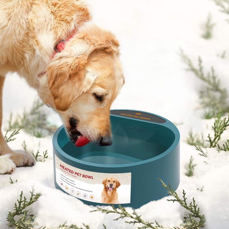 PETLESO Heated Water Bowl for Dogs, Heated Dog Bowl for Cats Birds Chickens Water Heater, Outdoor Pet Heating Dish Provides Drinkable Water in Frozon Winter, 0.58 Gallon - Image 1