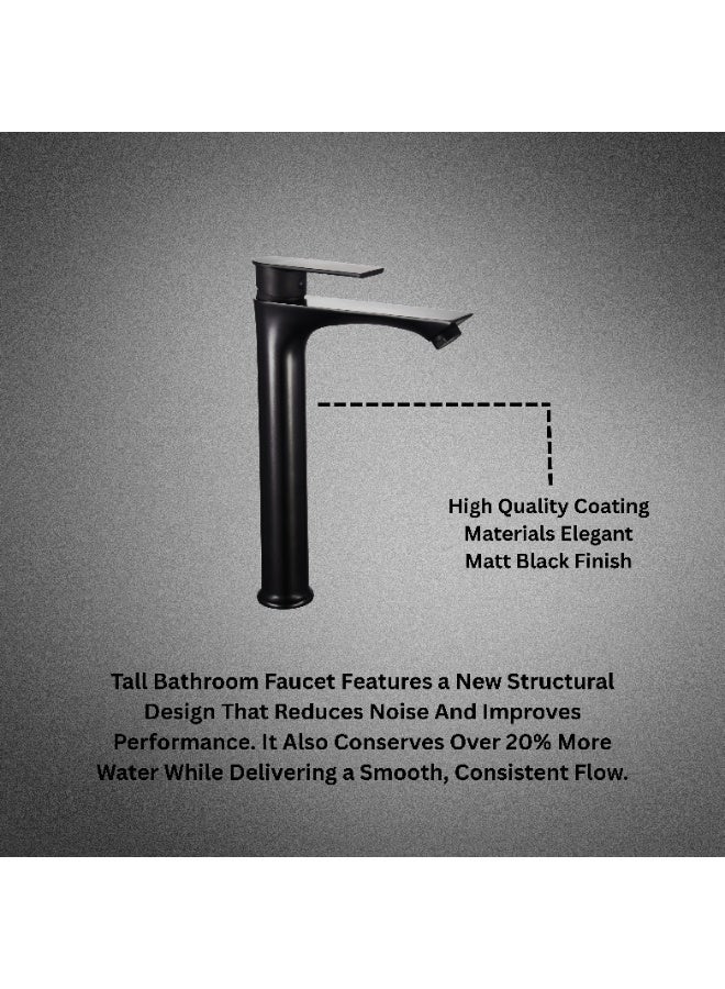 ITG Tall Basin Mixer Faucet – Black Matt, Modern Design, SASO Certified, 5-Year Warranty - Image 5