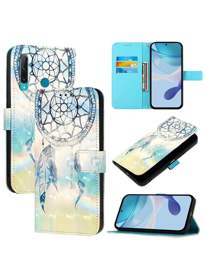 Green Tiger Case For Huawei Enjoy 9s / P Smart 2019 3D Painting Horizontal Flip Leather Phone Case - Image 1