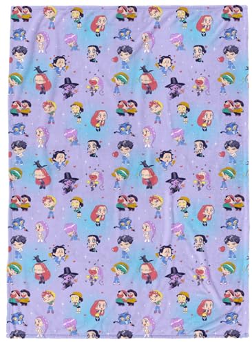Jay Franco Kids Plush Throw Blanket Ultra Soft Cozy Plush Fleece for Bed Couch Sofa Home Dcor Official Licensed Huntrix and Saja Boys Light Purple Kpop Demon Hunters 60x90 Large Blanket - Image 1