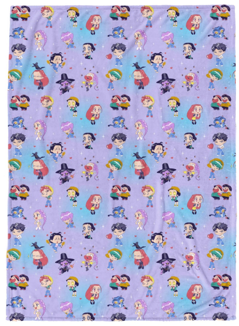 Jay Franco Kids Plush Throw Blanket Ultra Soft Cozy Plush Fleece for Bed Couch Sofa Home Dcor Official Licensed Huntrix and Saja Boys Light Purple Kpop Demon Hunters 60x90 Large Blanket - Image 2