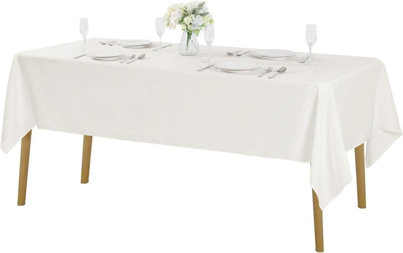 Cupuamon Rectangle Tablecloth 60x102 inch Washable Polyester Fabric Table Cloth for Wedding Party Dining Banquet Decoration（12 Pack 60x102, Ivory） - Image 1