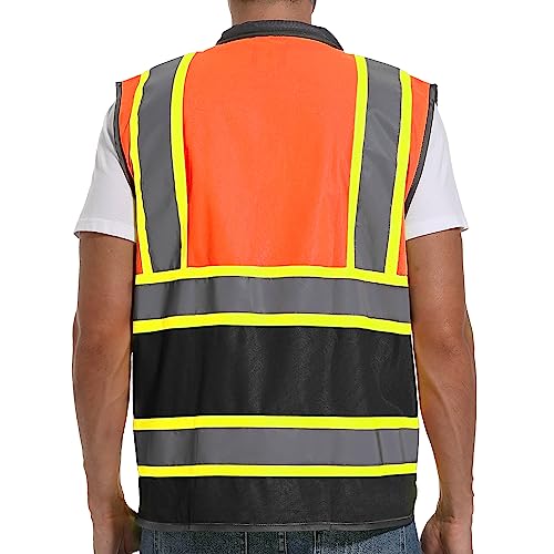 ArcRidge Reflective Safety Vest for Men and Women - High Visibility Construction Vest - Dual Tone Reflective Strips (Orange-Black, 4X-Large) - Image 4
