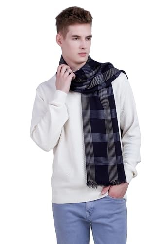 Flyer Men's stole/scarf Colour- Dark Blue & Cream stylish 100% soft viscose ethnic scarves pack of 1 ST-11 - Image 1