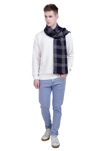 Flyer Men's stole/scarf Colour- Dark Blue & Cream stylish 100% soft viscose ethnic scarves pack of 1 ST-11 - Image 3