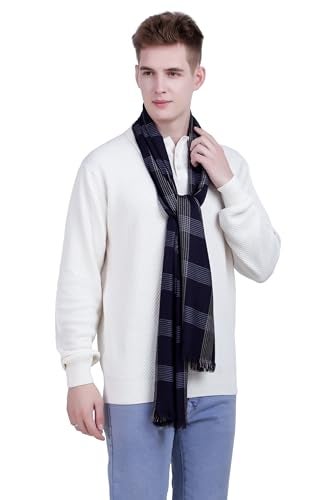 Flyer Men's stole/scarf Colour- Dark Blue & Cream stylish 100% soft viscose ethnic scarves pack of 1 ST-11 - Image 4